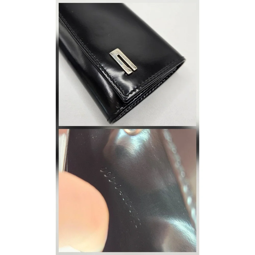 Gucci Black Patent Leather 6 Ring Key Case Wallet G Logo 033-0416-0841 Italy